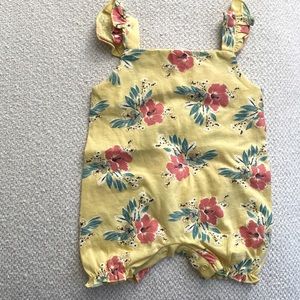 Peek Kids Cotton Yellow and Fuchsia Hibiscus Onesie